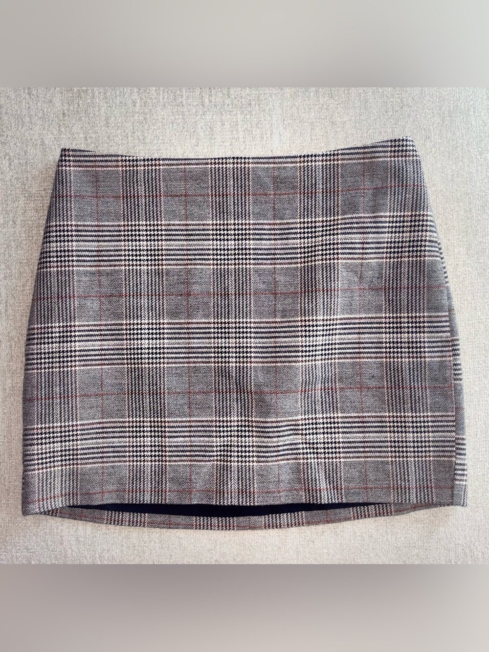 Express High Rise Plaid Mini Skirt Size 8 | Gray Windowpane Preppy Academia